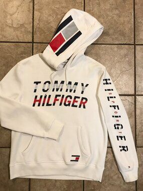 Men's Rare Vintage Tommy Hilfiger 85 Reflective Flag Hoodie -Size L